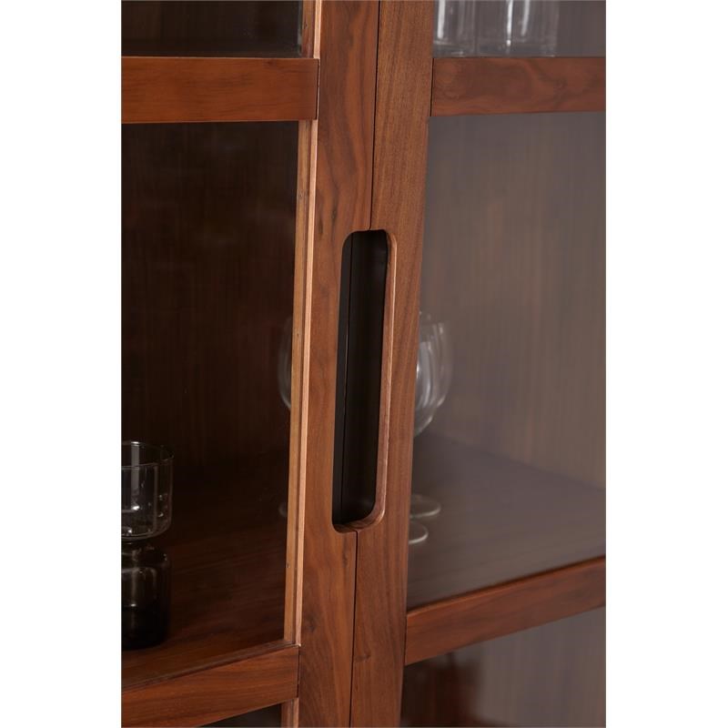 Unique Furniture Tahoe Wood China Display Cabinet in Brown Walnut