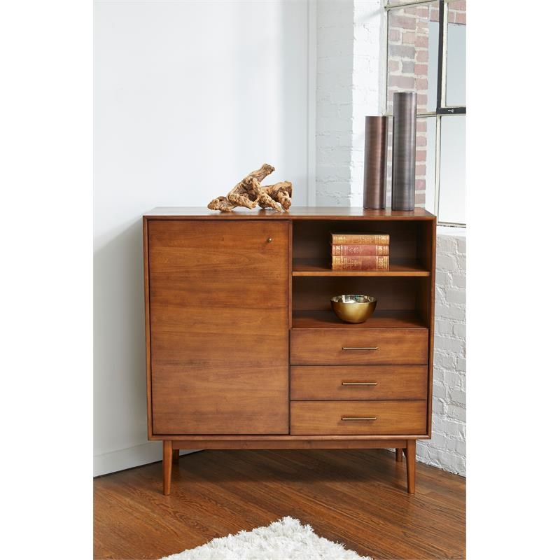 Unique Furniture Lavina Three Drawers Wood Cupboard in Walnut