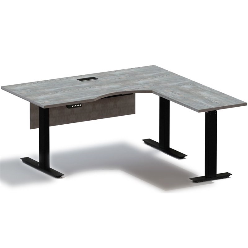 Unique Furniture Kalmar 3-leg Eco Wood Right Corner Standing Desk in Gray