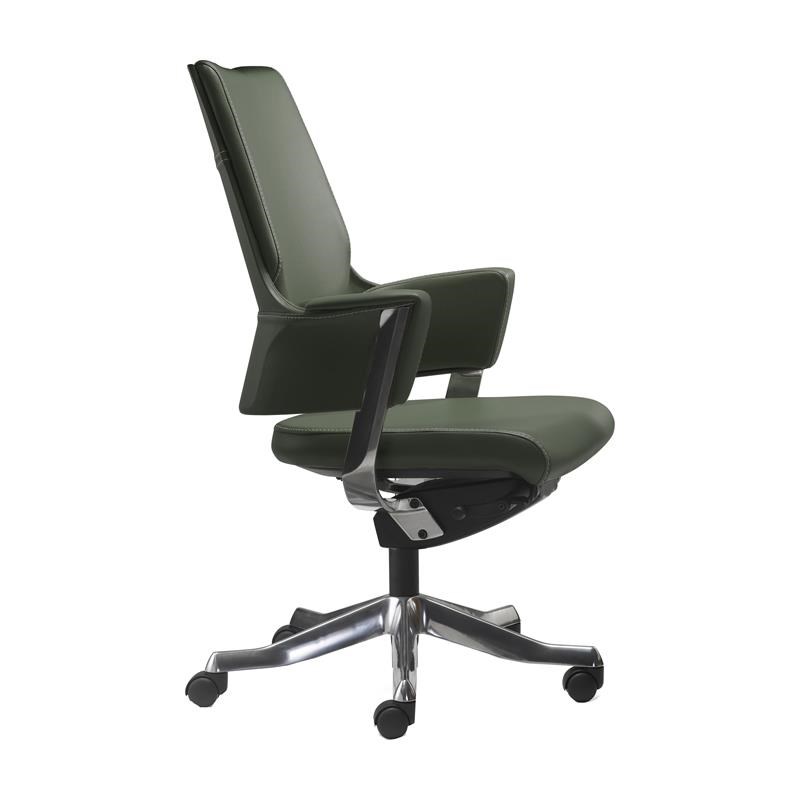 Unique Furniture Premium Leather Mid Back Office Chair in Gray