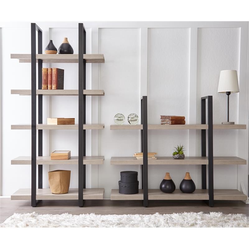 Unique Furniture Stavanger Engineered Wood Tall Open Bookcase in Gray
