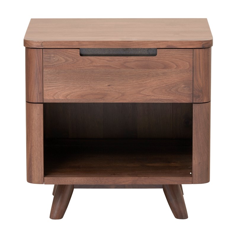 Unique Furniture Tahoe 1-drawer Mid-Century Modern Nightstand in Walnut