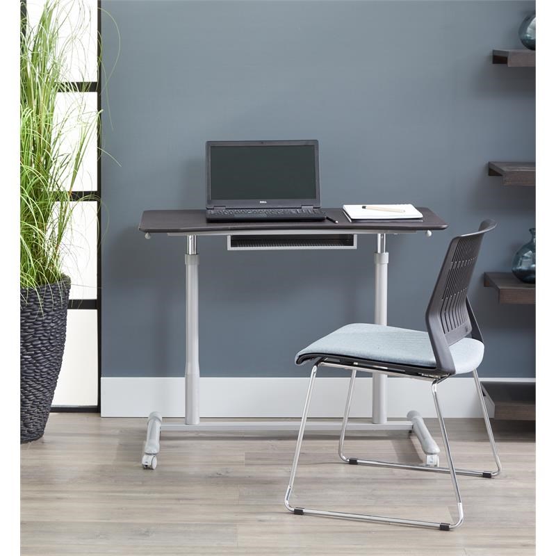 Unique Furniture Height Adjustable Steel Base Sit/Stand Desk in Espresso