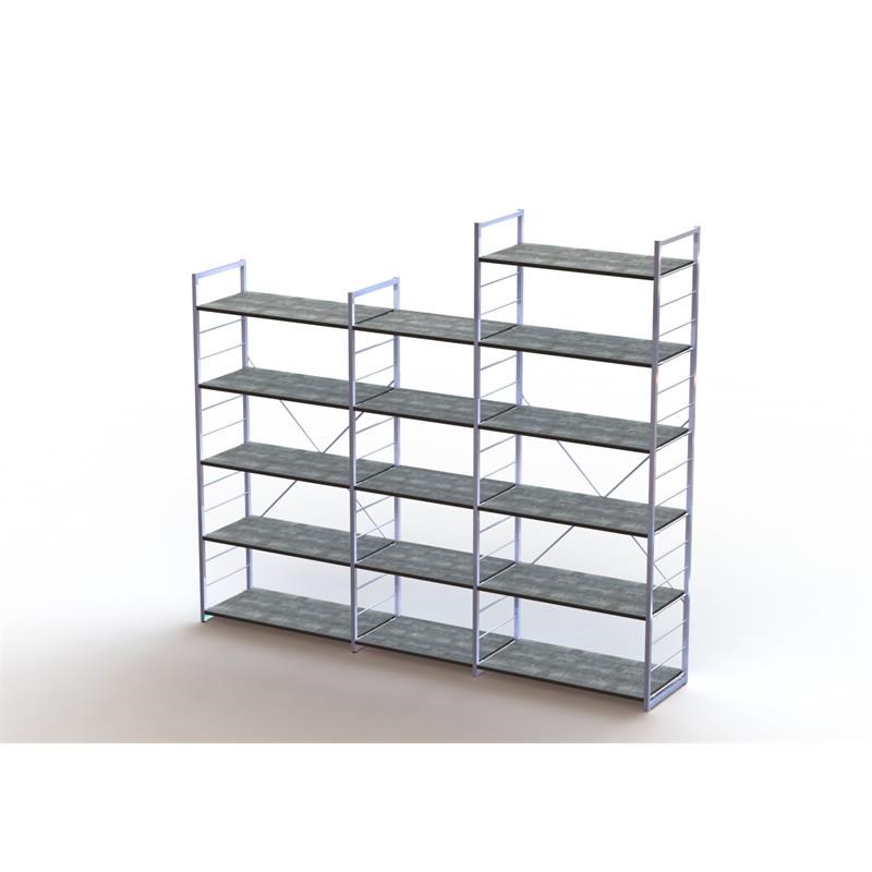 Unique Furniture Wood and Steel Adjustable Bookcase in Brown
