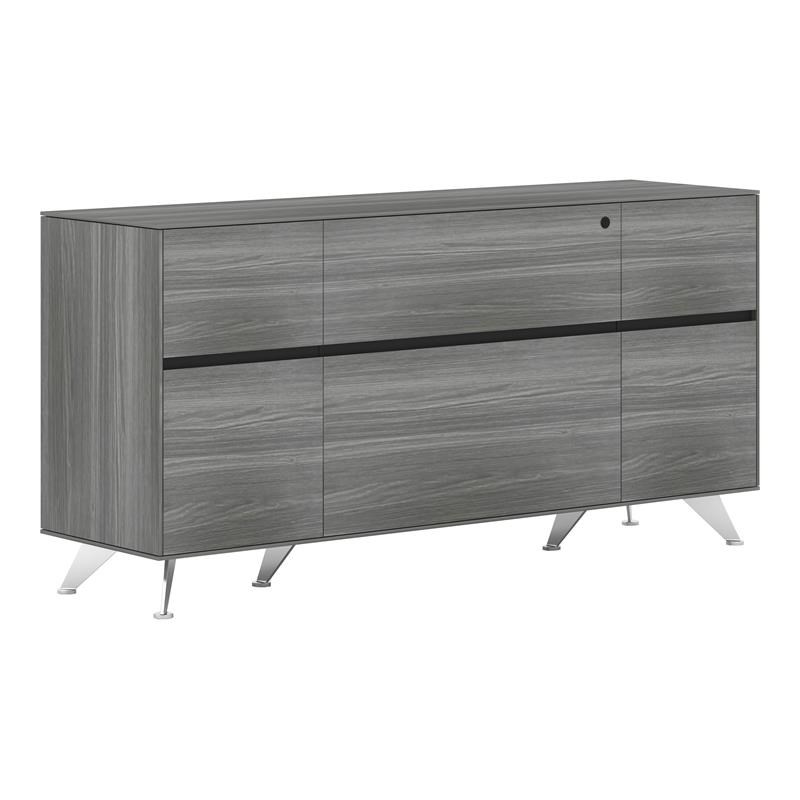 Unique Furniture 350 Credenza With File & Drawer 63x32 Inches in Gray
