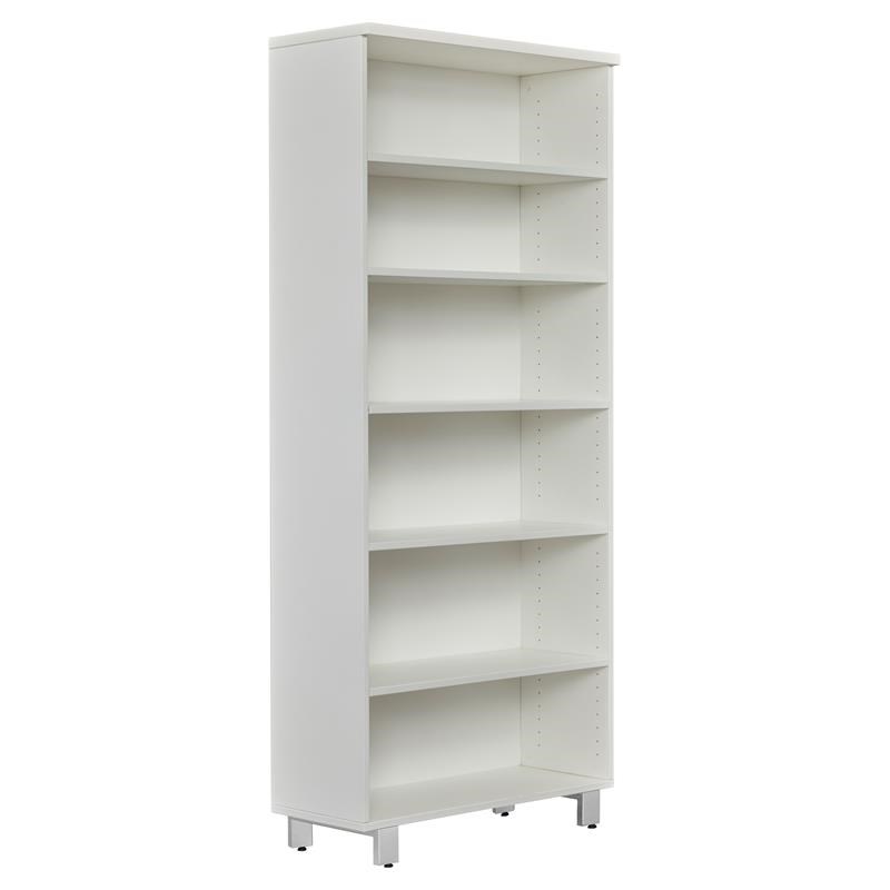 Unique Furniture K101 Contemporary Bookcase with 6 Shelves in White