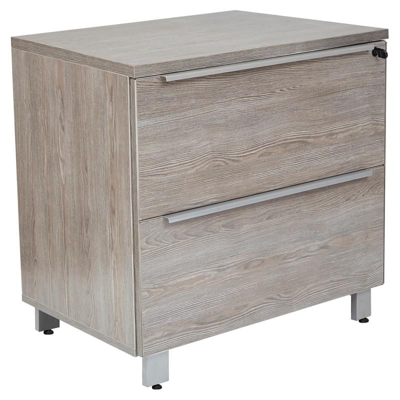 Unique Furniture K120 Lateral File Cabinet with 2 Drawers in Gray
