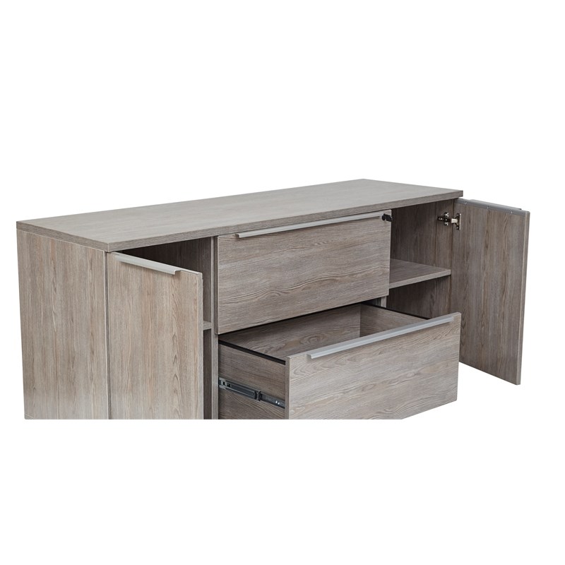 Unique Furniture K123 Credenza with 2 Drawers and 2 Doors in Gray