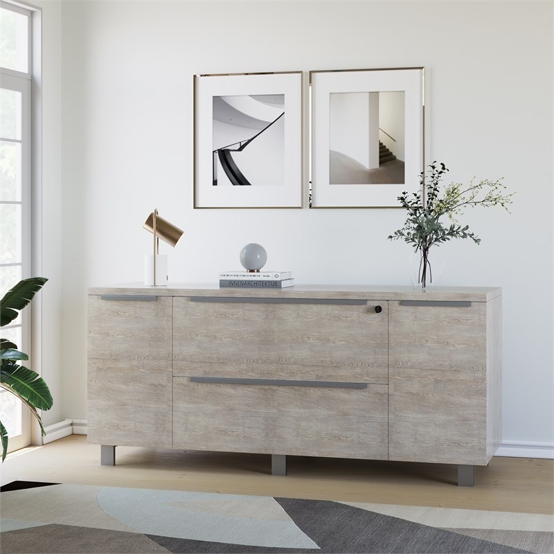Unique Furniture K123 Credenza with 2 Drawers and 2 Doors in Gray