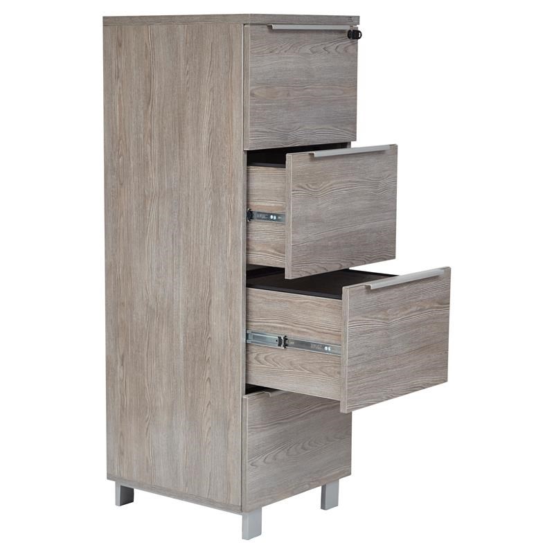 Unique Furniture K125 4 Drawers File Cabinet with Lock in Gray