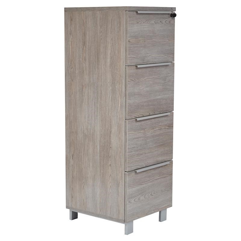 Unique Furniture K125 4 Drawers File Cabinet with Lock in Gray