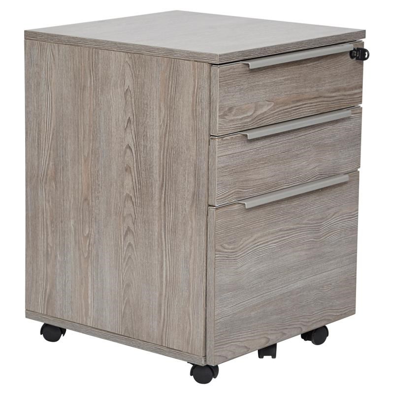 Unique Furniture K126 Mobile Pedestal with 3 Drawers in Gray
