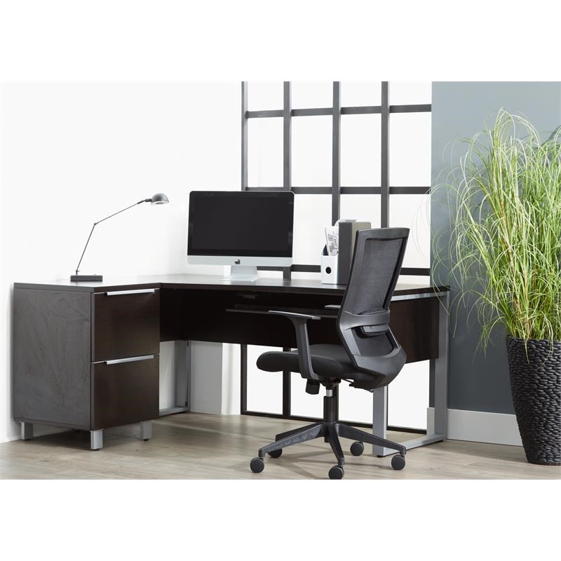 Unique Furniture K141L Crescent Desk 63x32/24 Inches in Espresso