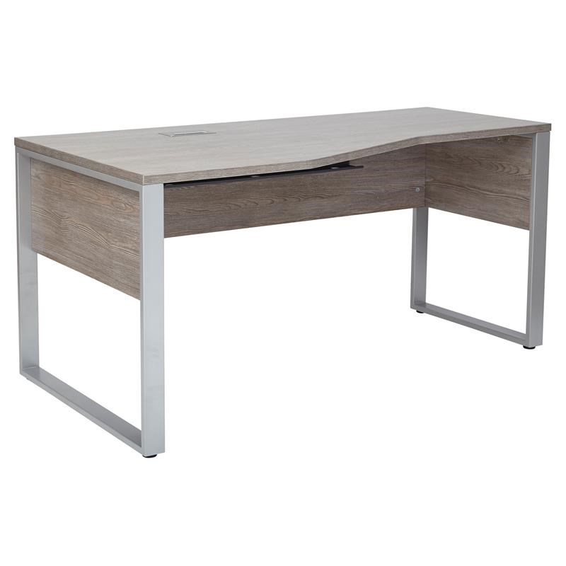 Unique Furniture K141L Crescent Desk 63x32/24 Inches in Gray