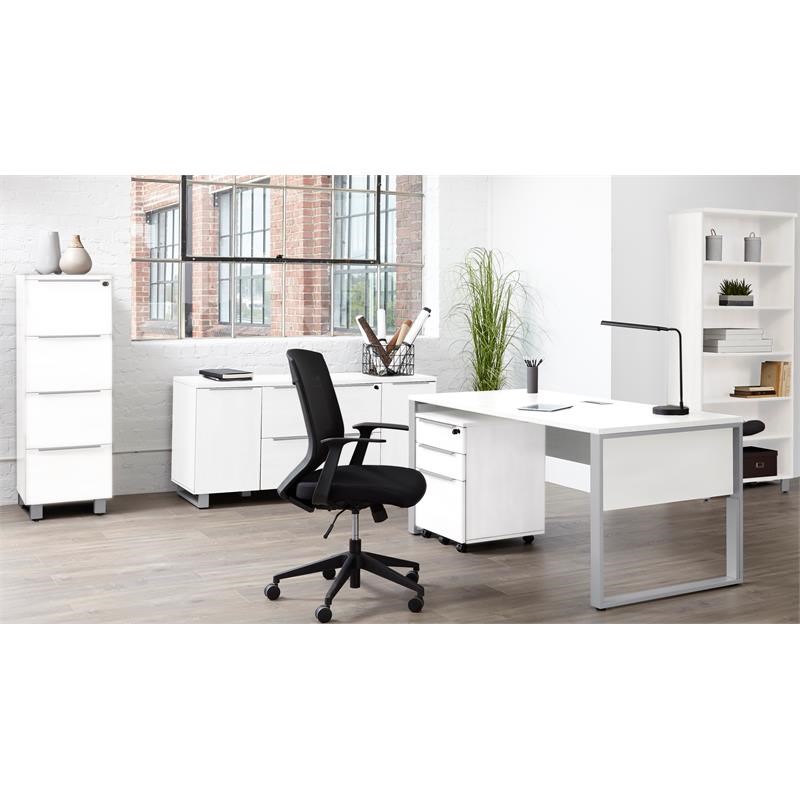 Unique Furniture Contemporary Rectangular Wood Desk in White