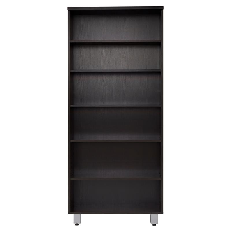 Unique Furniture K101 Contemporary Wood Bookcase with 6 Shelves in Espresso