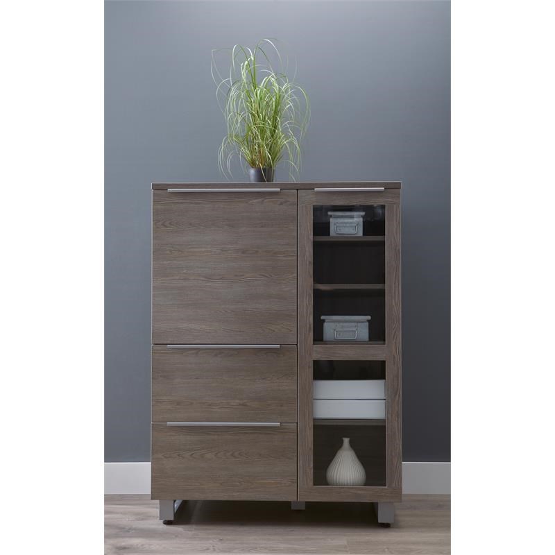 Unique Furniture K118 Contemporary Highboard With Doors in Gray