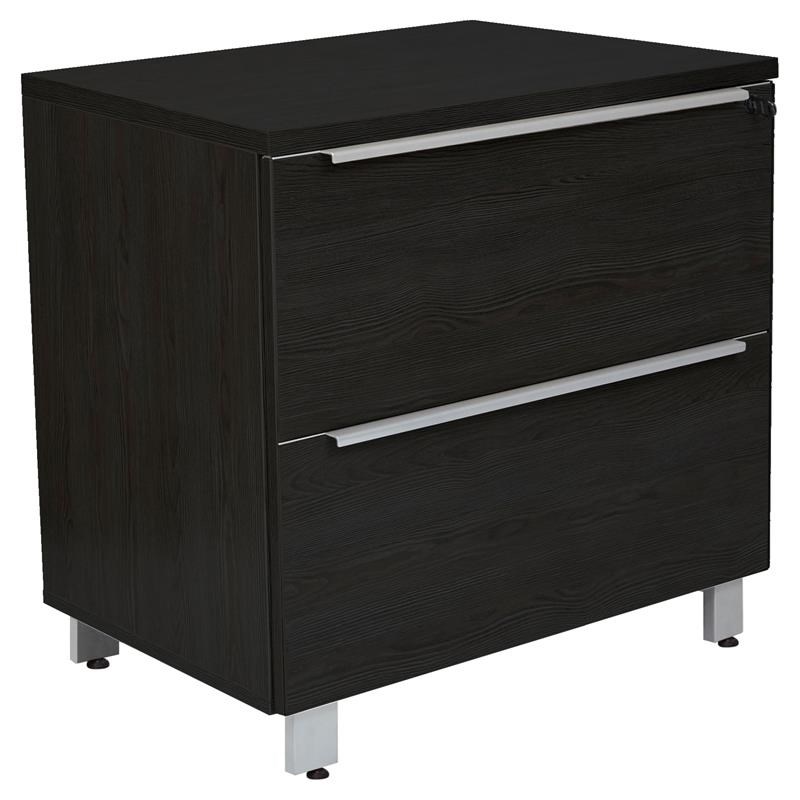 Unique Furniture K120 Wood Lateral File Cabinet with 2 Drawers in Espresso