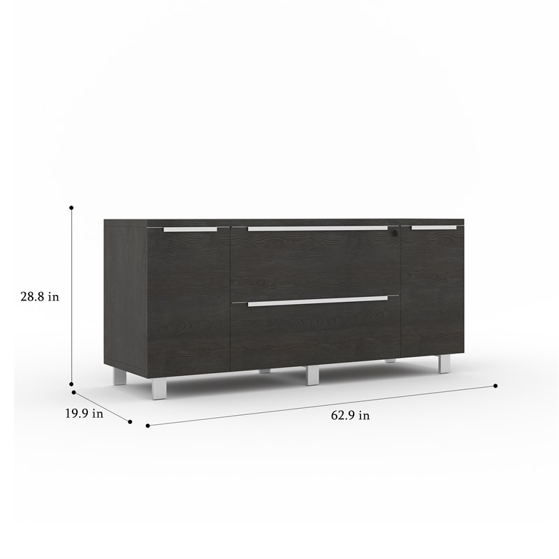 Unique Furniture K123 Credenza with 2 Drawers and 2 Doors in Espresso