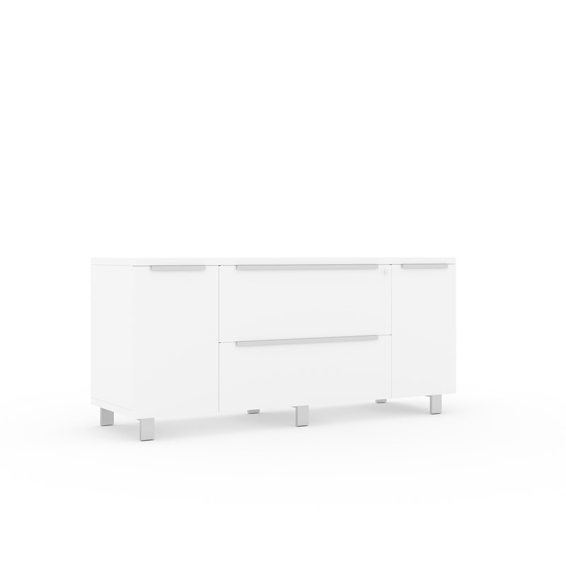 Unique Furniture K123 Credenza with 2 Drawers and 2 Doors in White