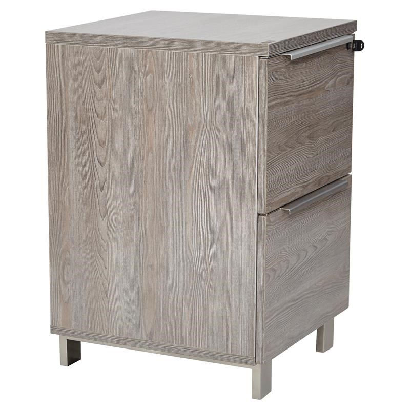 Unique Furniture K124 2 Drawers File with Lock in Gray Homesquare