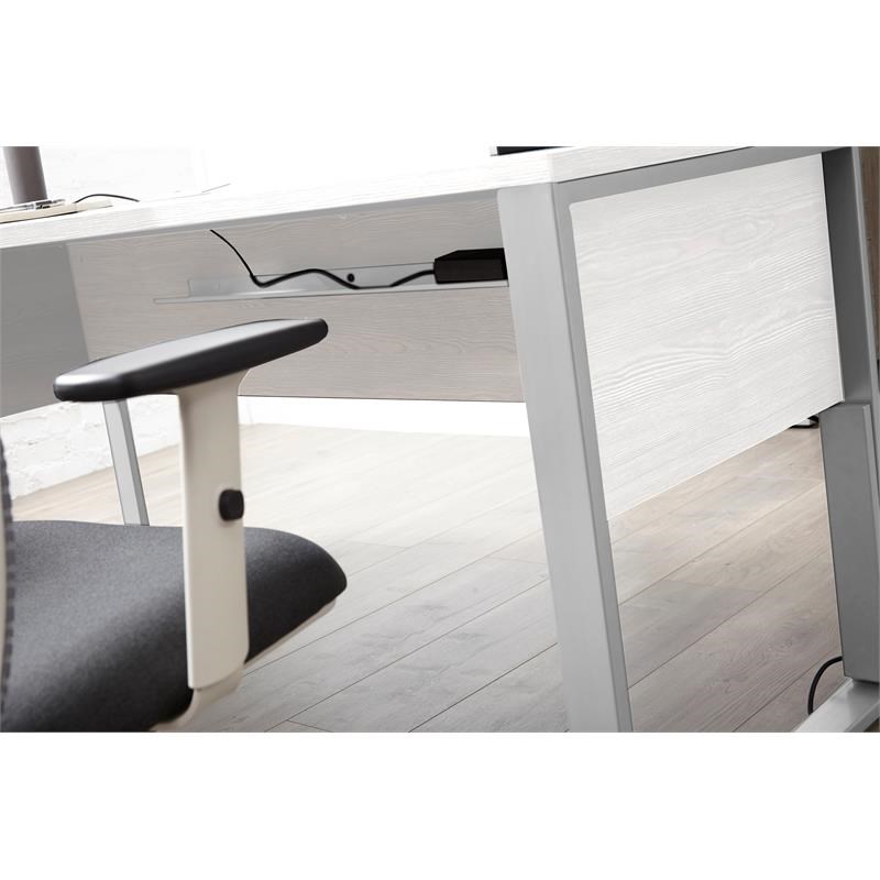 Unique Furniture K149 Contemporary Wood and Metal Rectangular Desk in White