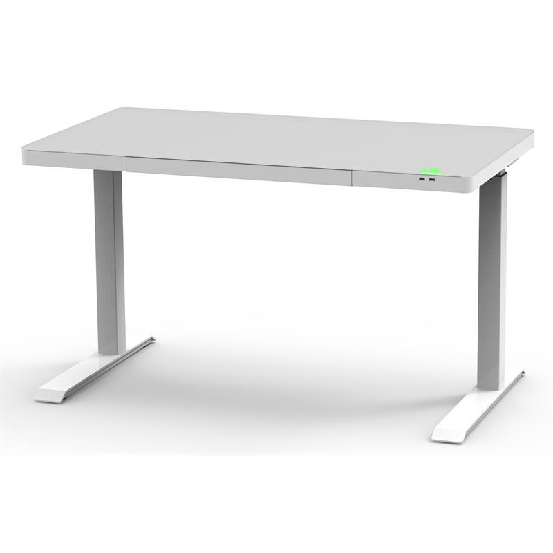 Unique Furniture Contemporary Glass Top Sit Stand Desk in White