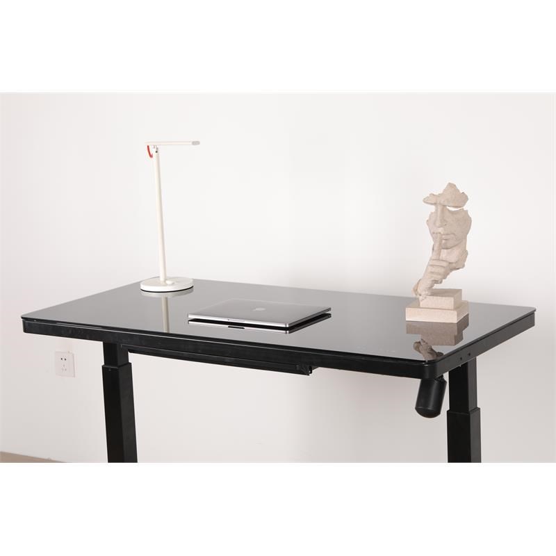 Unique Furniture Contemporary Glass Top Sit Stand Desk in Black