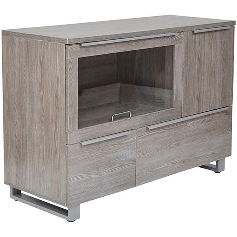 Unique Furniture K119 Transitional Wood Printer Cabinet with 2 Drawers in Gray