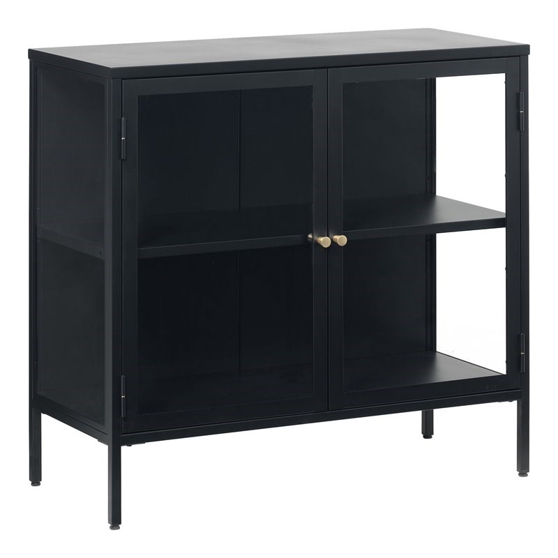 Unique Furniture 2-Section Metal and Glass Sideboard in Black