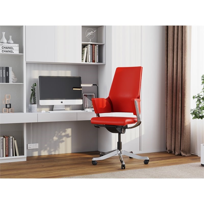 Unique Furniture Contemporary Leather Executive Chair in Red Finish