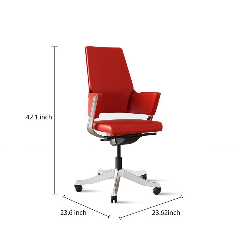 Unique Furniture Contemporary Leather Executive Chair in Red Finish