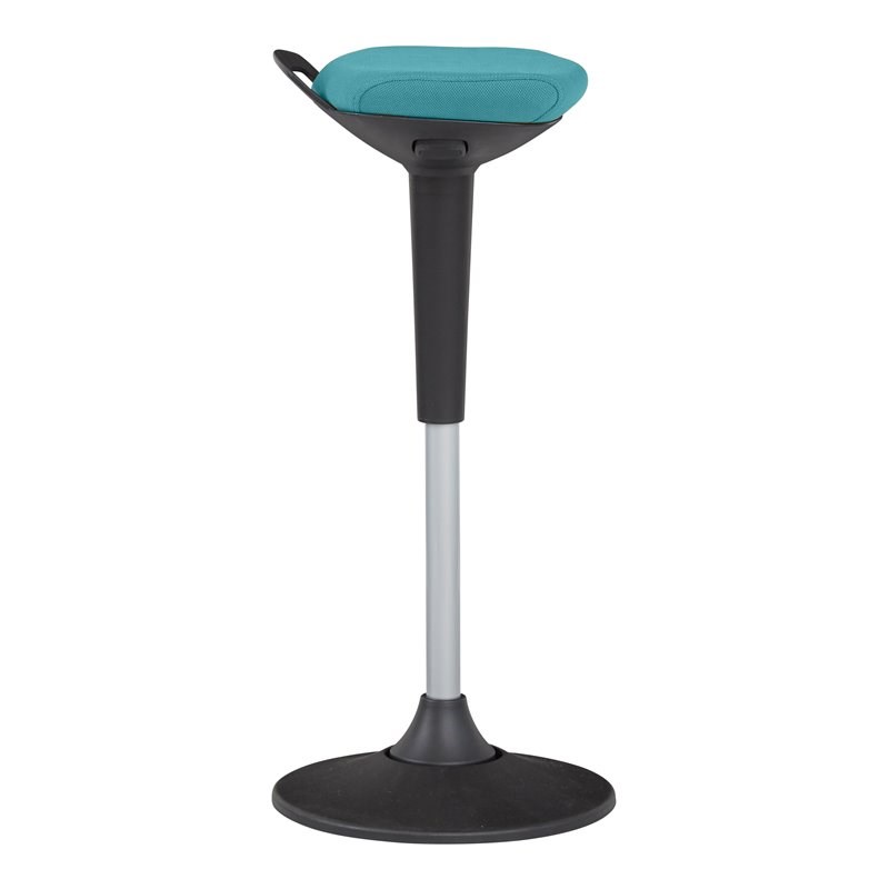 Unique Furniture Contemporary Fabric Seat Sit-Stand Stool in Teal Blue