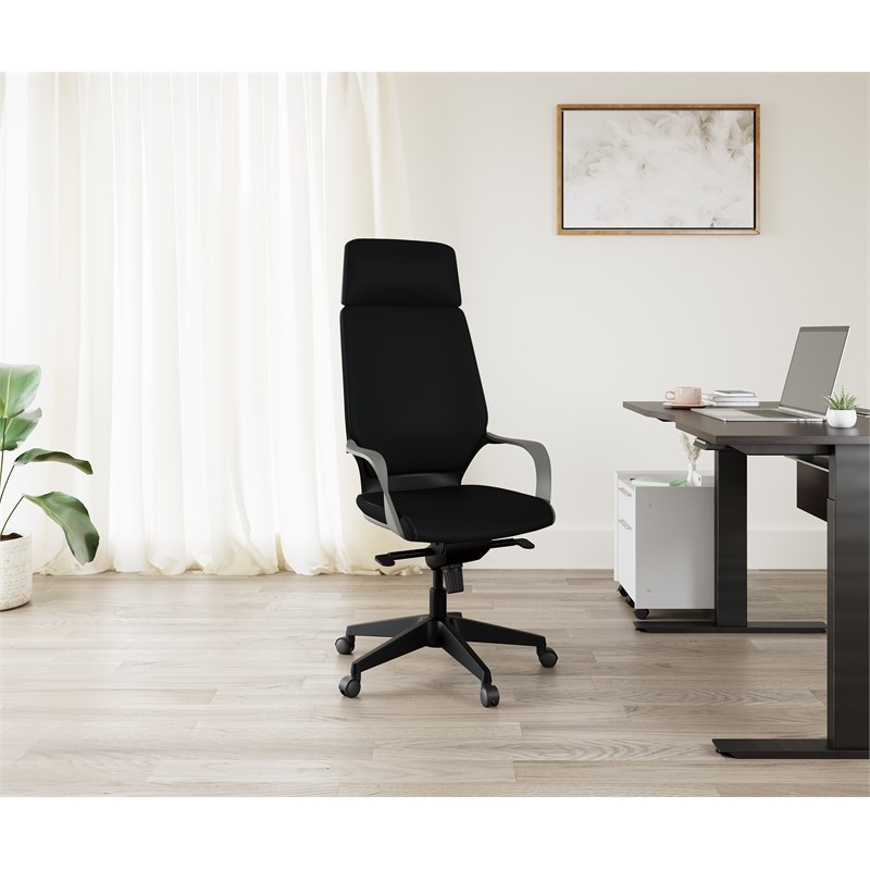 Unique Furniture Highback Polyester Fabric Seat Office Chair in Black