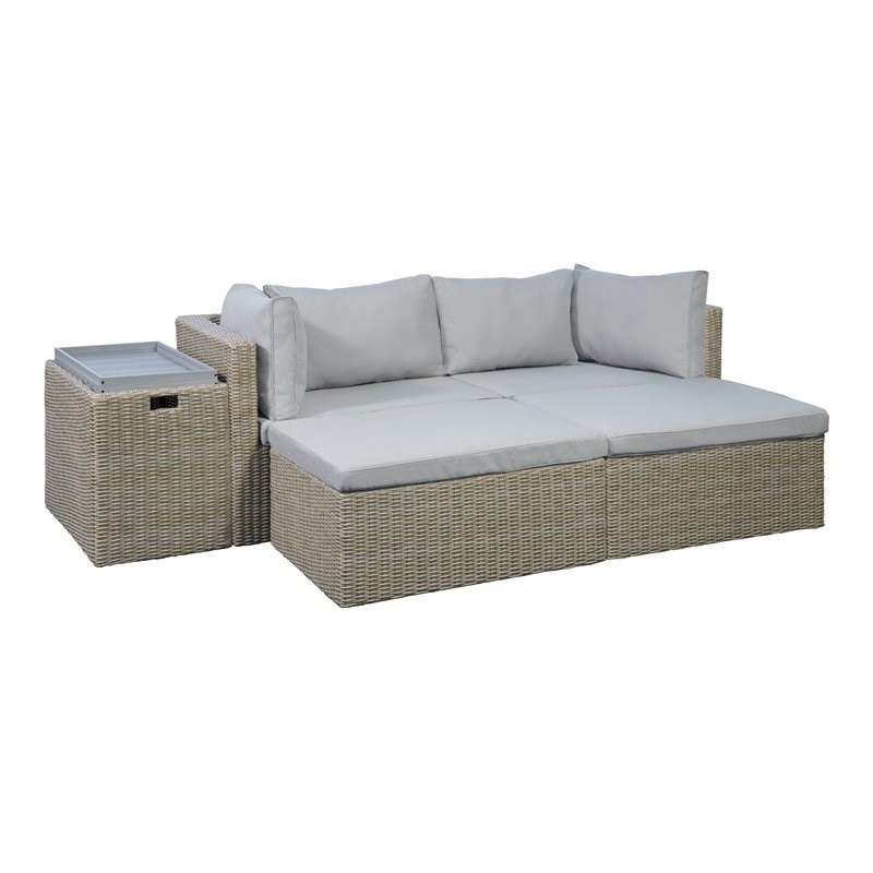 Unique Furniture 6 Piece Steel Polyester Modular Outdoor Sofa Set in Brown/Beige