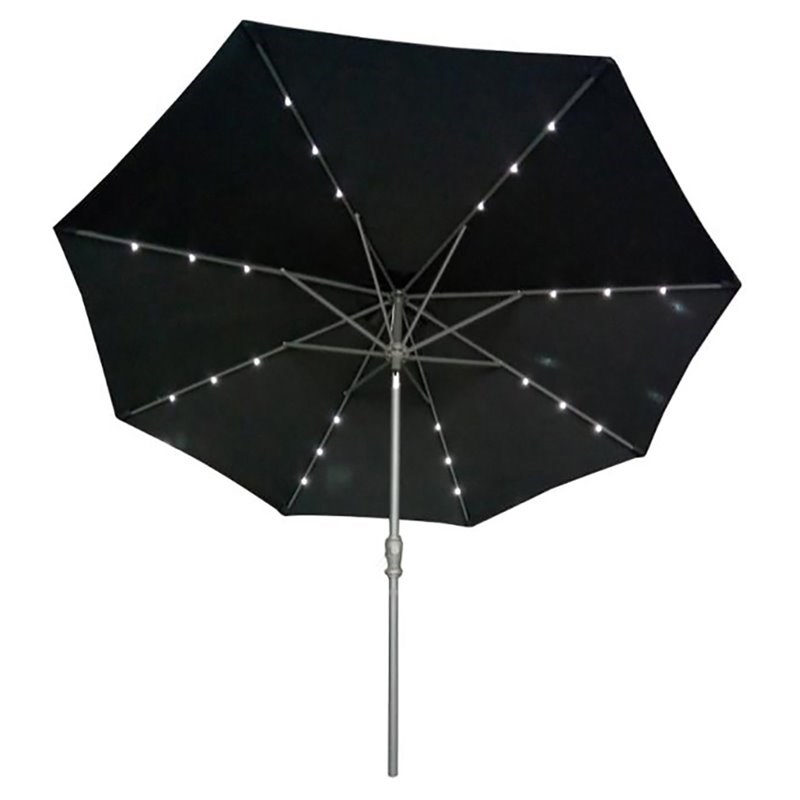Unique Furniture Contemporary Aluminum Umbrella with LED Lights in Dark Gray