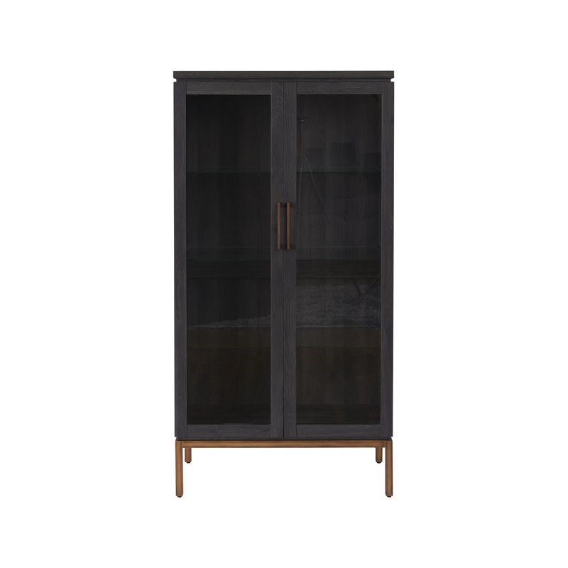 Unique Furniture Lucius Particle Board and Steel Display Cabinet in Brown/Copper