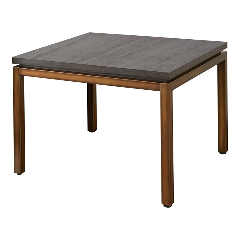 Unique Furniture Lucius Particle Board and Steel End Table in Brown/Copper