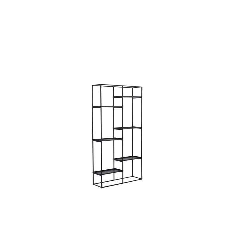 Unique Furniture Louis 6-Shelf Contemporary Metal Bookcase in Black
