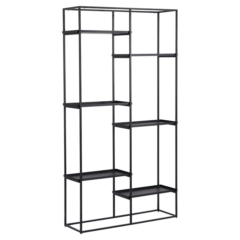Unique Furniture Louis 6-Shelf Contemporary Metal Bookcase in Black