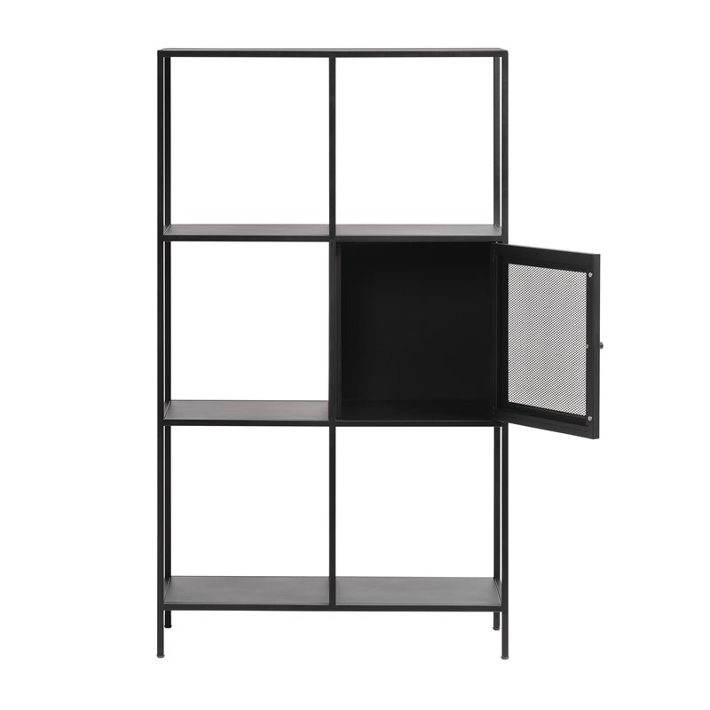 Unique Furniture Malibu 3-Shelf Contemporary Metal Bookcase in Black