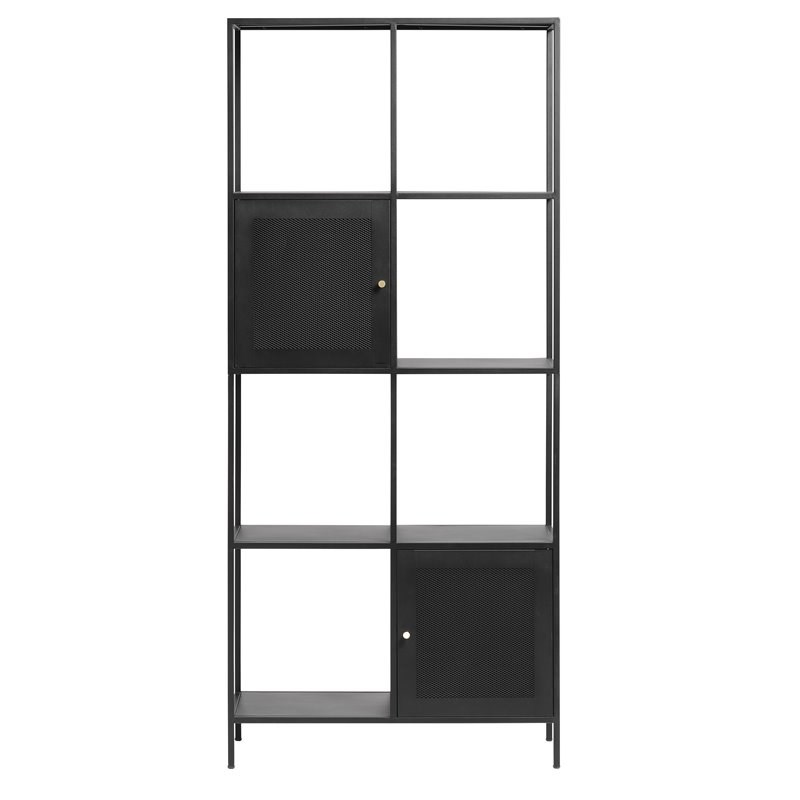 Unique Furniture Malibu 4-Shelf Contemporary Metal Bookcase in Black