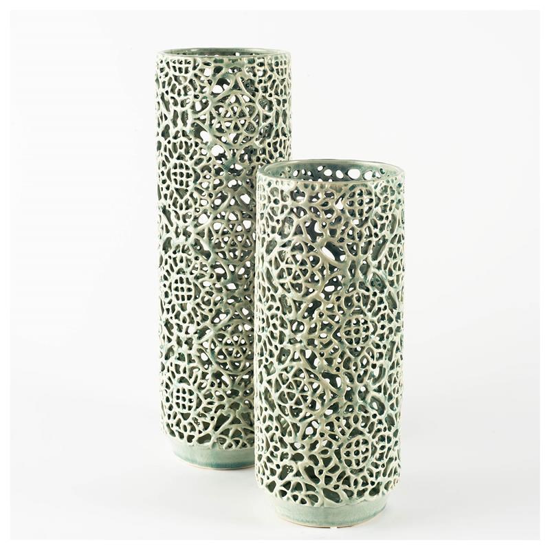 Mercana Kane I Large Blue/Green Ceramic Cylinder Vase Homesquare