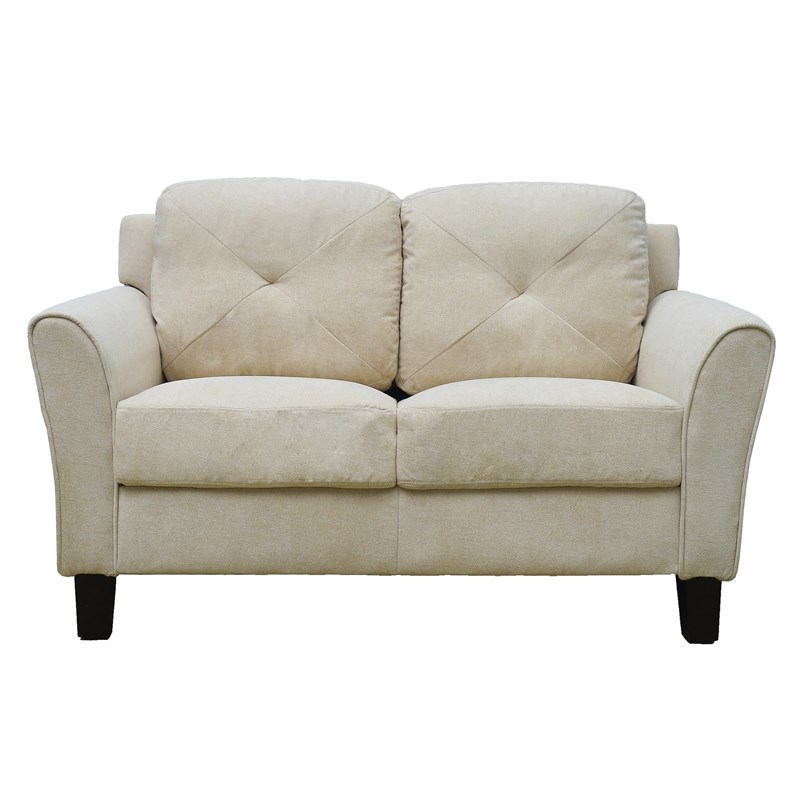 RN Furnishings 2 PC Button Tufted Chenille Fabric Sofa Set-Beige