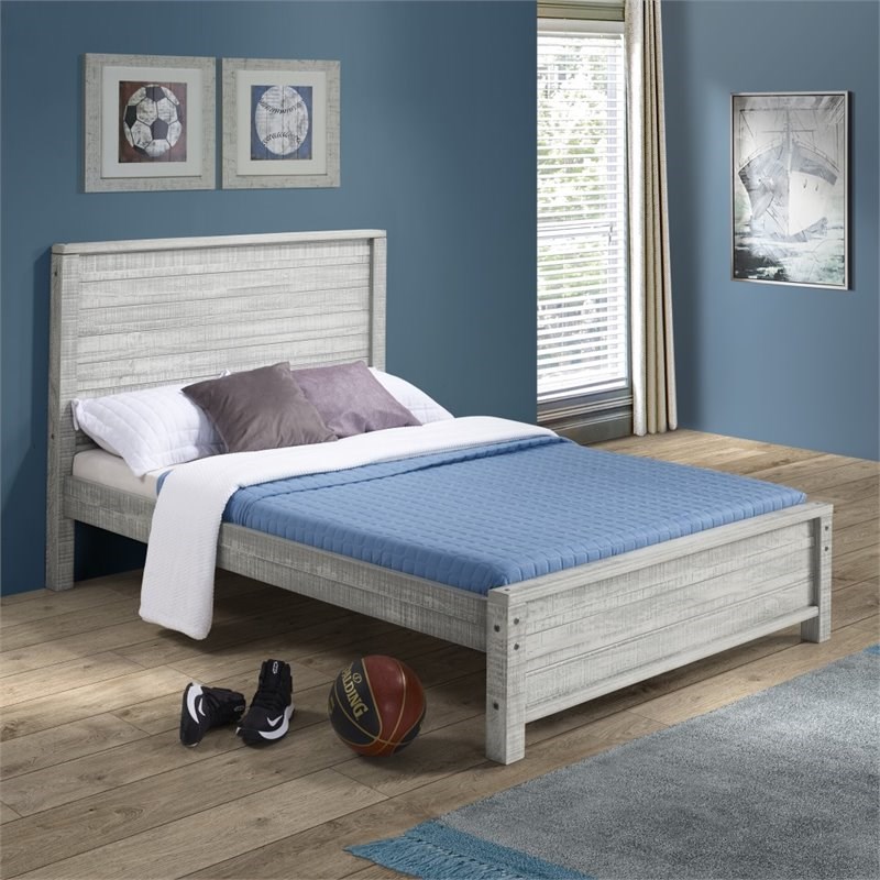 Alaterre Furniture Rustic Panel Wood Full-size Bed in Rustic Gray