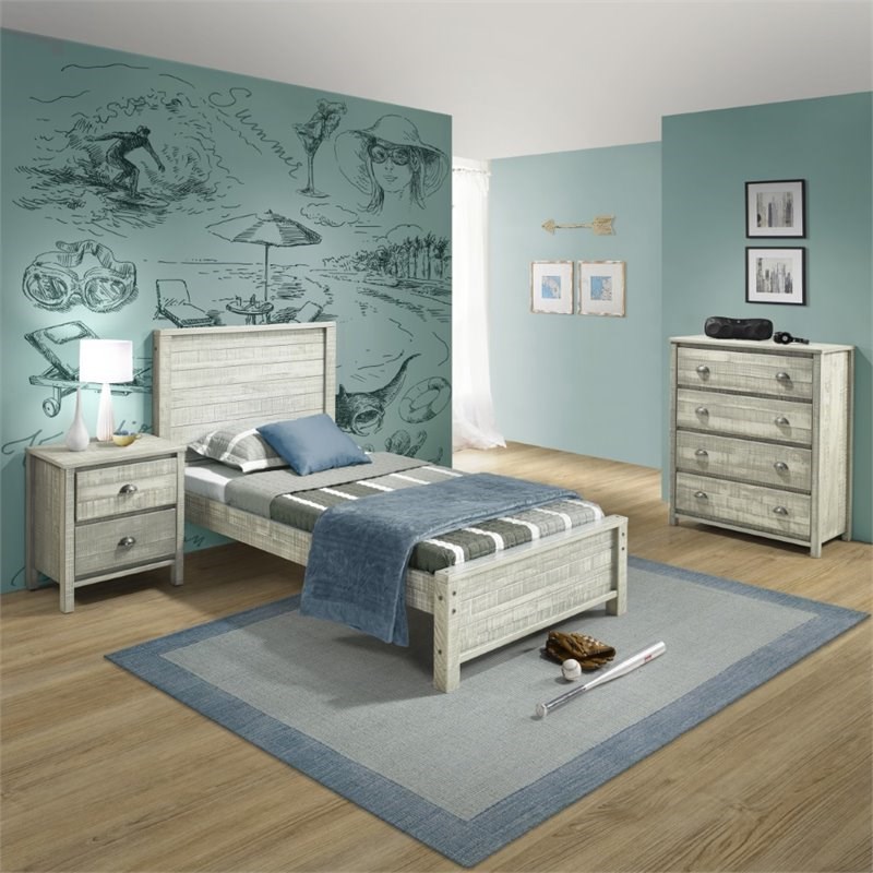 Alaterre Furniture Rustic Panel Wood Full-size Bed in Rustic Gray