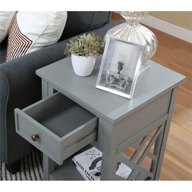 Alaterre Furniture Coventry Gray Wood End Table with Drawer and Shelf ...