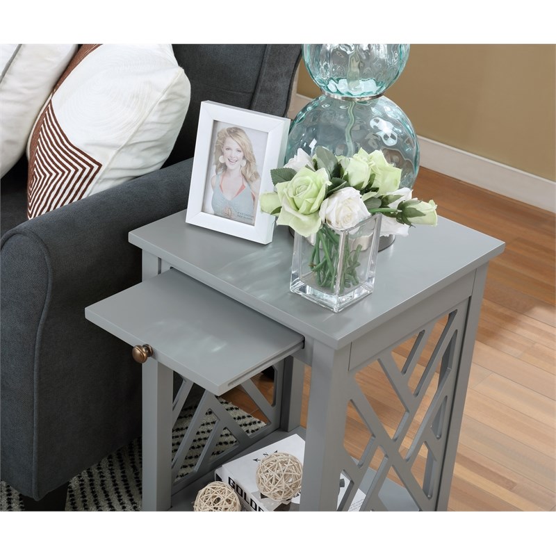 Alaterre Furniture Coventry Gray Wood Coffee Table and Two End Tables with Tray