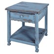 Alaterre Furniture Country Cottage End Table in Rustic Blue Antique Finish
