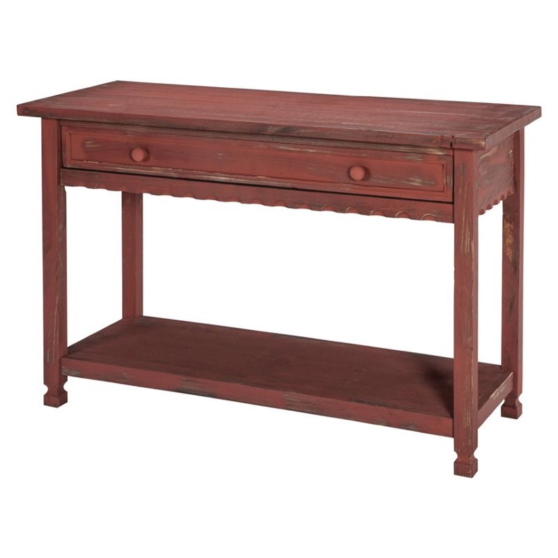 Alaterre Furniture Country Cottage Media/Console Table in Red Antique Finish |